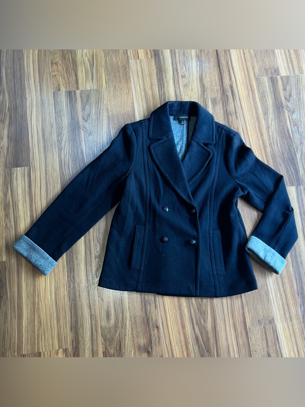 Talbots Navy Double-Breasted Peacoat